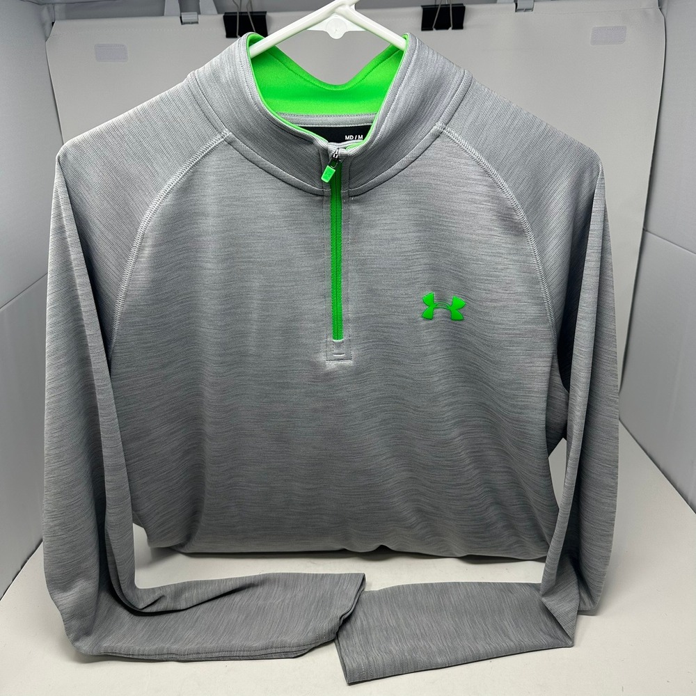 Under Armour Pullover Men Medium Grey Tech 1/4 Zip HeatGear 1293947 Space Dye